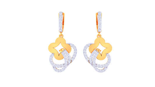 Petalloop Luxe Hoop Earrings – 0.61 Ct Diamond Bloom In Sculpted Gold