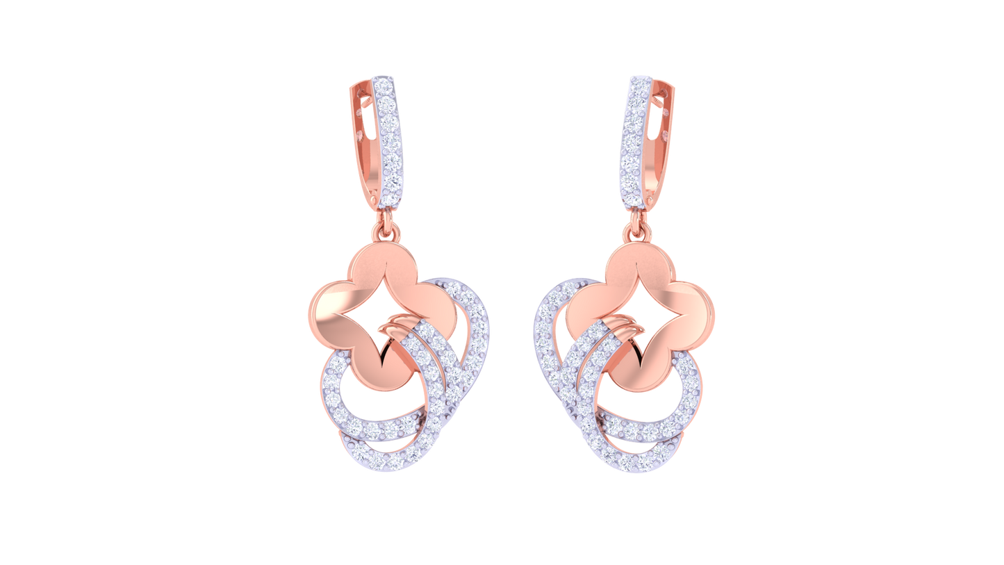 Petalloop Luxe Hoop Earrings – 0.61 Ct Diamond Bloom In Sculpted Gold