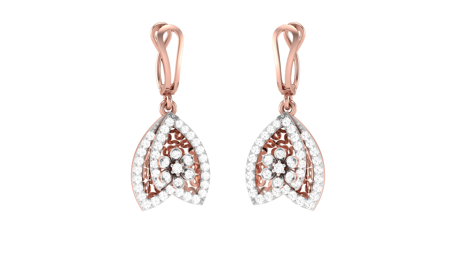 Classic Teardrop Halo Hoop Earrings In Gold - 0.56 Ct Brilliance Round Cut Diamonds