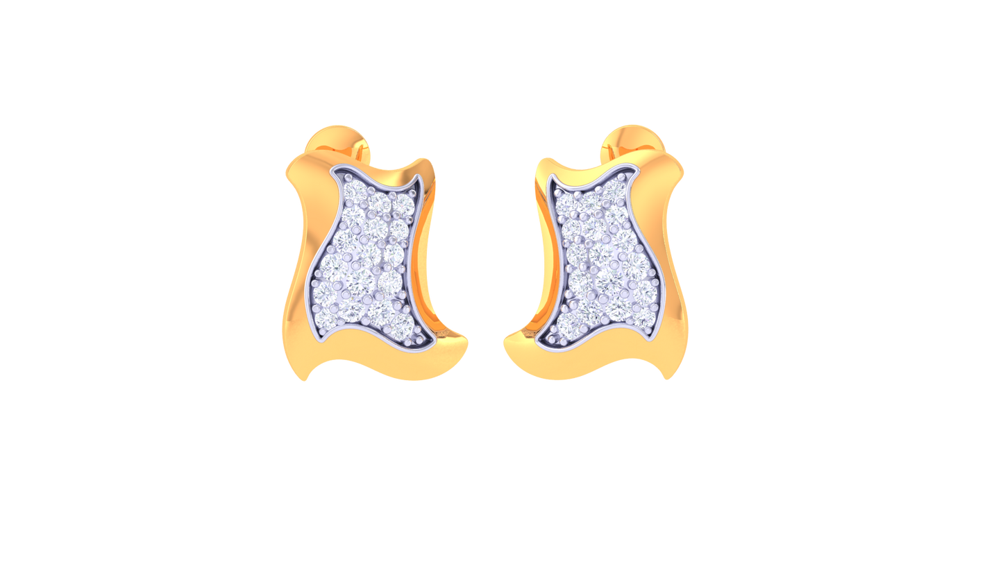 Waves of Light Stud Earrings In Gold – 0.32 Ct Brilliant Cut Diamonds