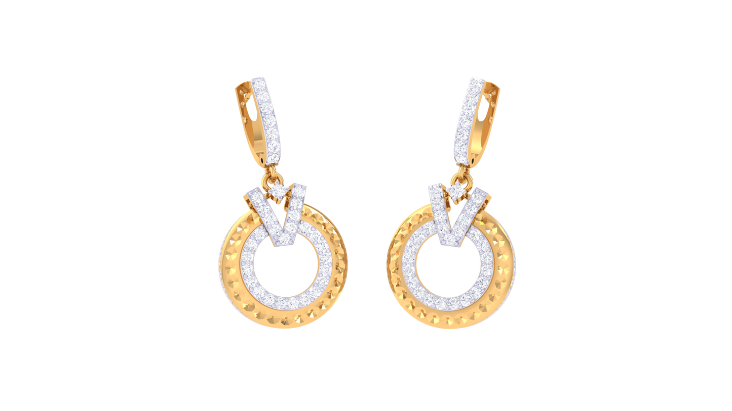 Round and Bold Diamond Hoop Earrings In Gold - 1.04 Ct Round Cut Diamonds