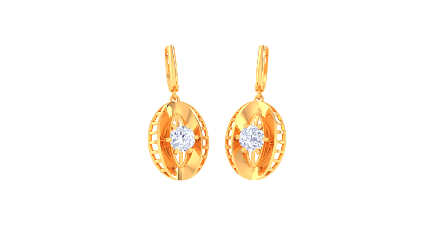 Symmetric Oval Rose Gold Hoop Earrings - 0.64 Ct Diamond Sparkles