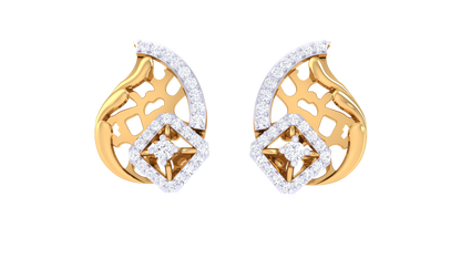 0.44 Ct - Flowing Dewrop Earrings with Gold and Diamond Stud