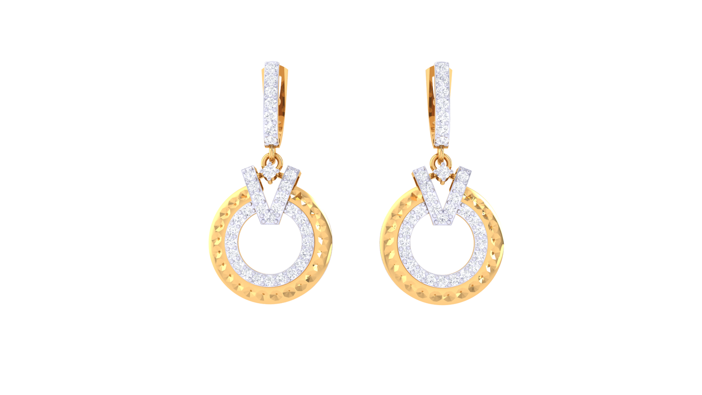 Round and Bold Diamond Hoop Earrings In Gold - 1.04 Ct Round Cut Diamonds