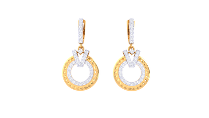 V-Link Circle Hoop Earrings In Gold - 1.04 Ct Brilliant Cut Diamond