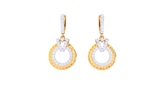 V-Link Circle Hoop Earrings In Gold - 1.04 Ct Brilliant Cut Diamond