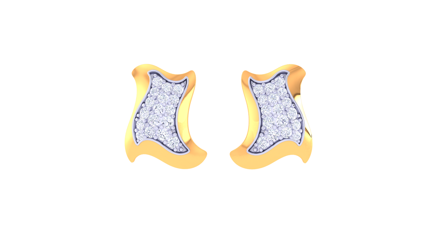 Waves of Light Stud Earrings In Gold – 0.32 Ct Brilliant Cut Diamonds