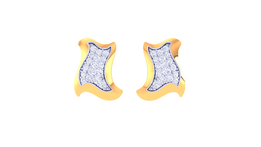 Waves of Light Stud Earrings In Gold – 0.32 Ct Brilliant Cut Diamonds