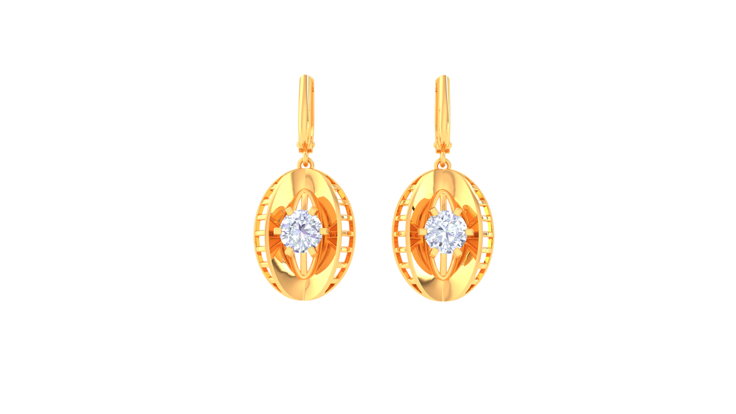 Symmetric Oval Rose Gold Hoop Earrings - 0.64 Ct Diamond Sparkles