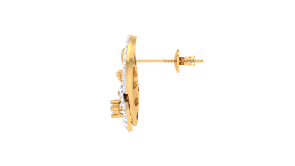 0.44 Ct - Flowing Dewrop Earrings with Gold and Diamond Stud