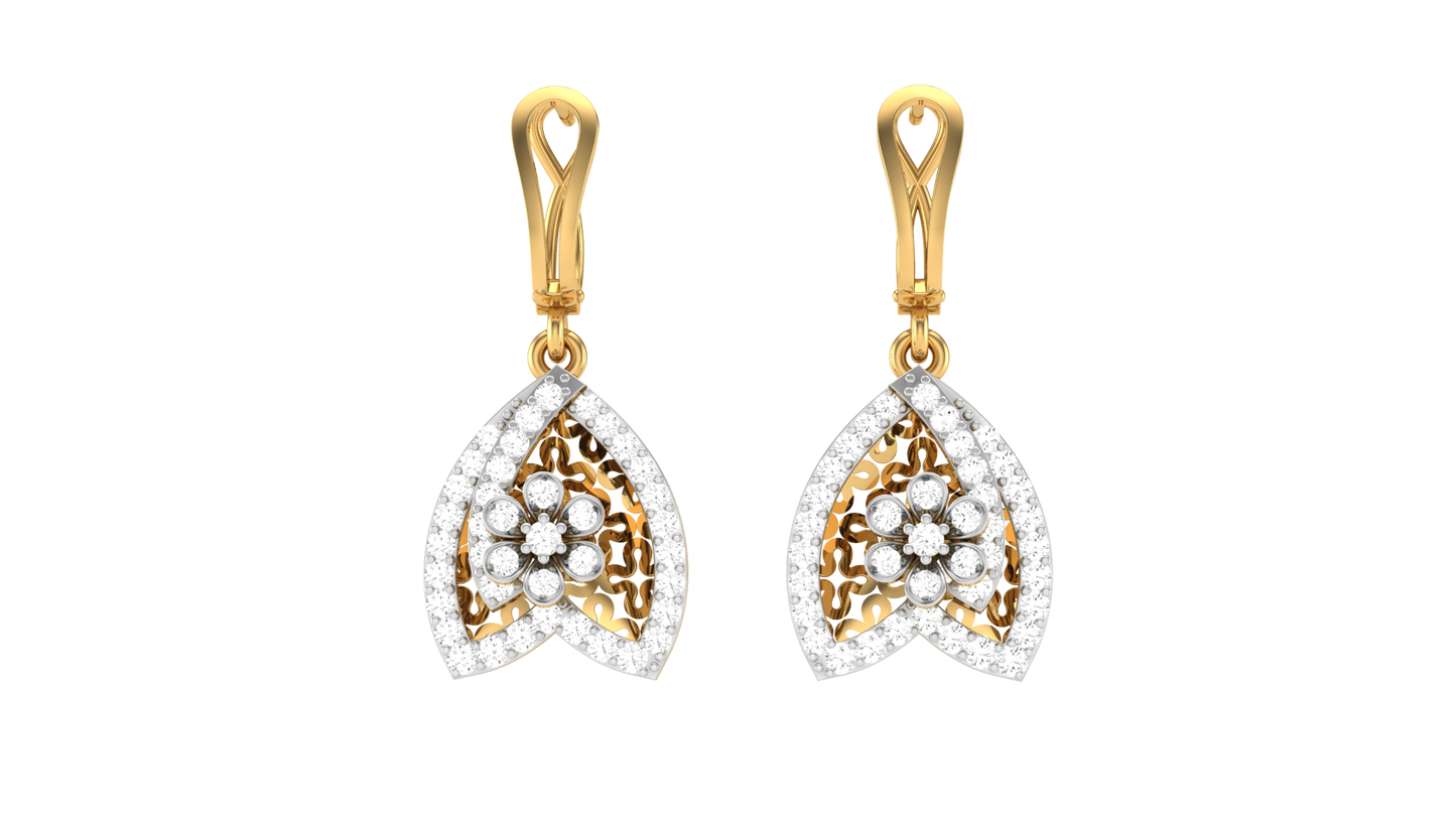 Classic Teardrop Halo Hoop Earrings In Gold - 0.56 Ct Brilliance Round Cut Diamonds