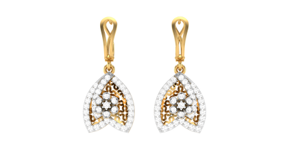 Classic Teardrop Halo Hoop Earrings In Gold - 0.56 Ct Brilliance Round Cut Diamonds