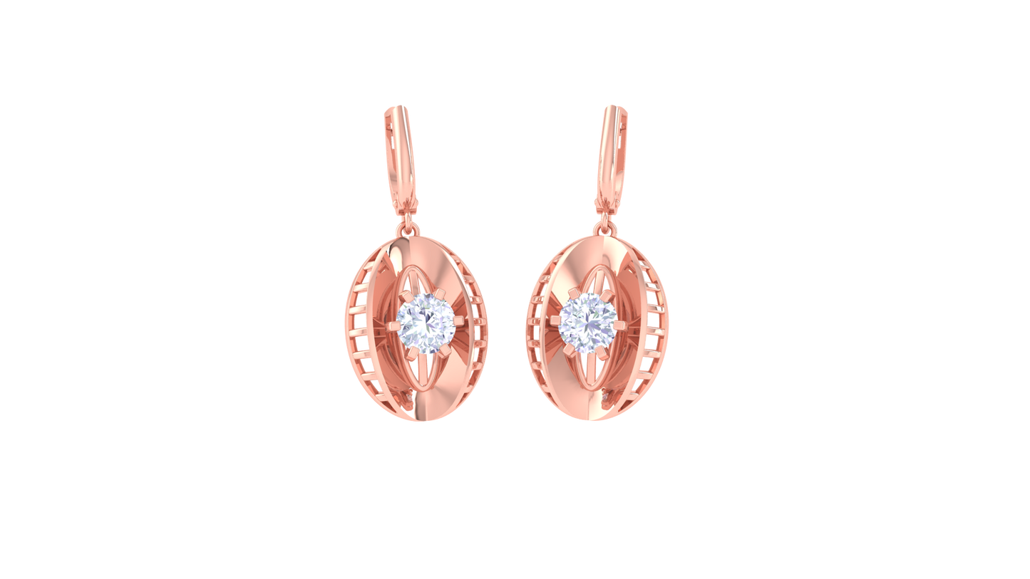 Symmetric Oval Rose Gold Hoop Earrings - 0.64 Ct Diamond Sparkles