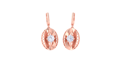 Symmetric Oval Rose Gold Hoop Earrings - 0.64 Ct Diamond Sparkles