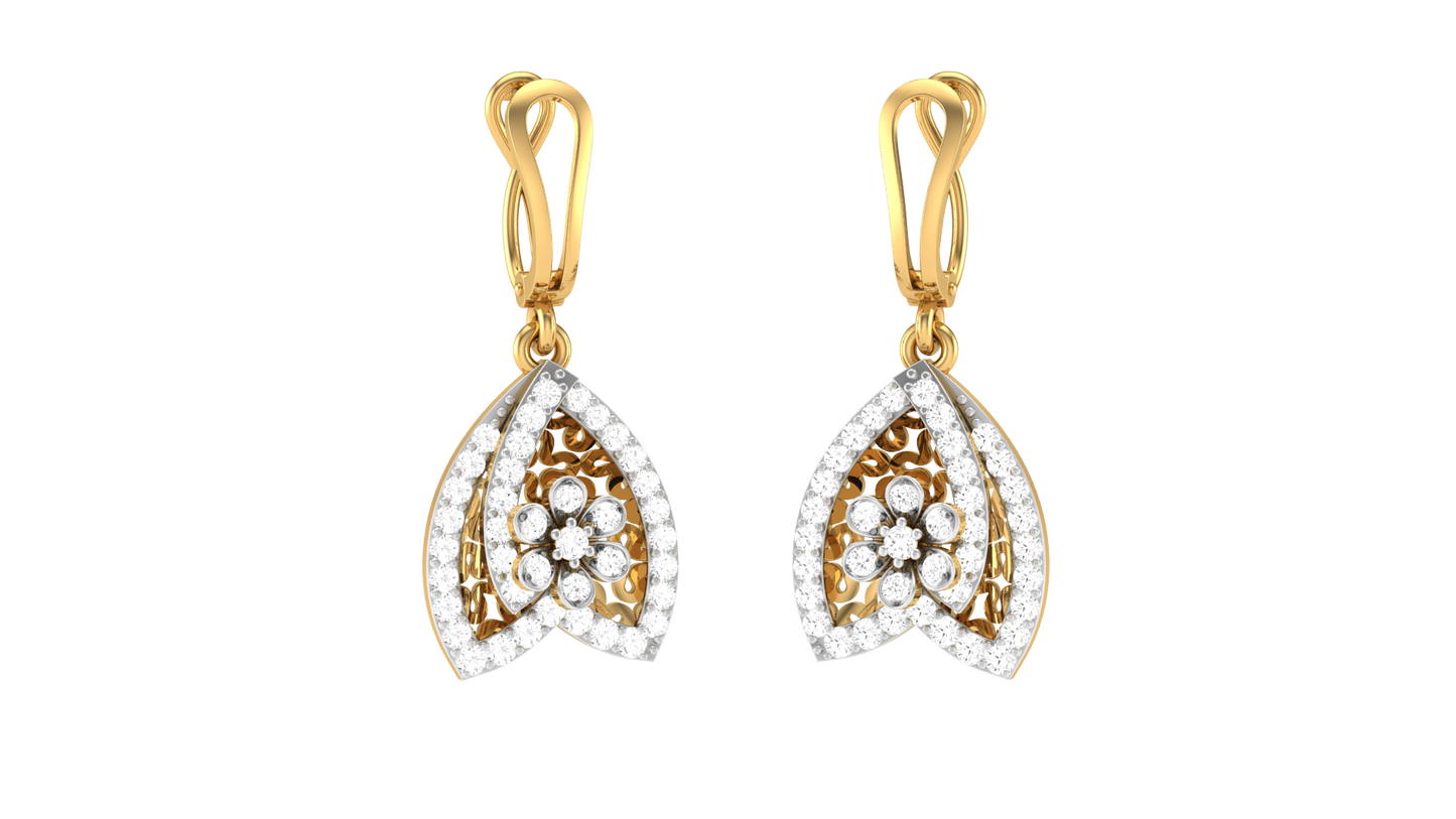 Classic Teardrop Halo Hoop Earrings In Gold - 0.56 Ct Brilliance Round Cut Diamonds