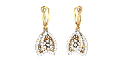 Classic Teardrop Halo Hoop Earrings In Gold - 0.56 Ct Brilliance Round Cut Diamonds