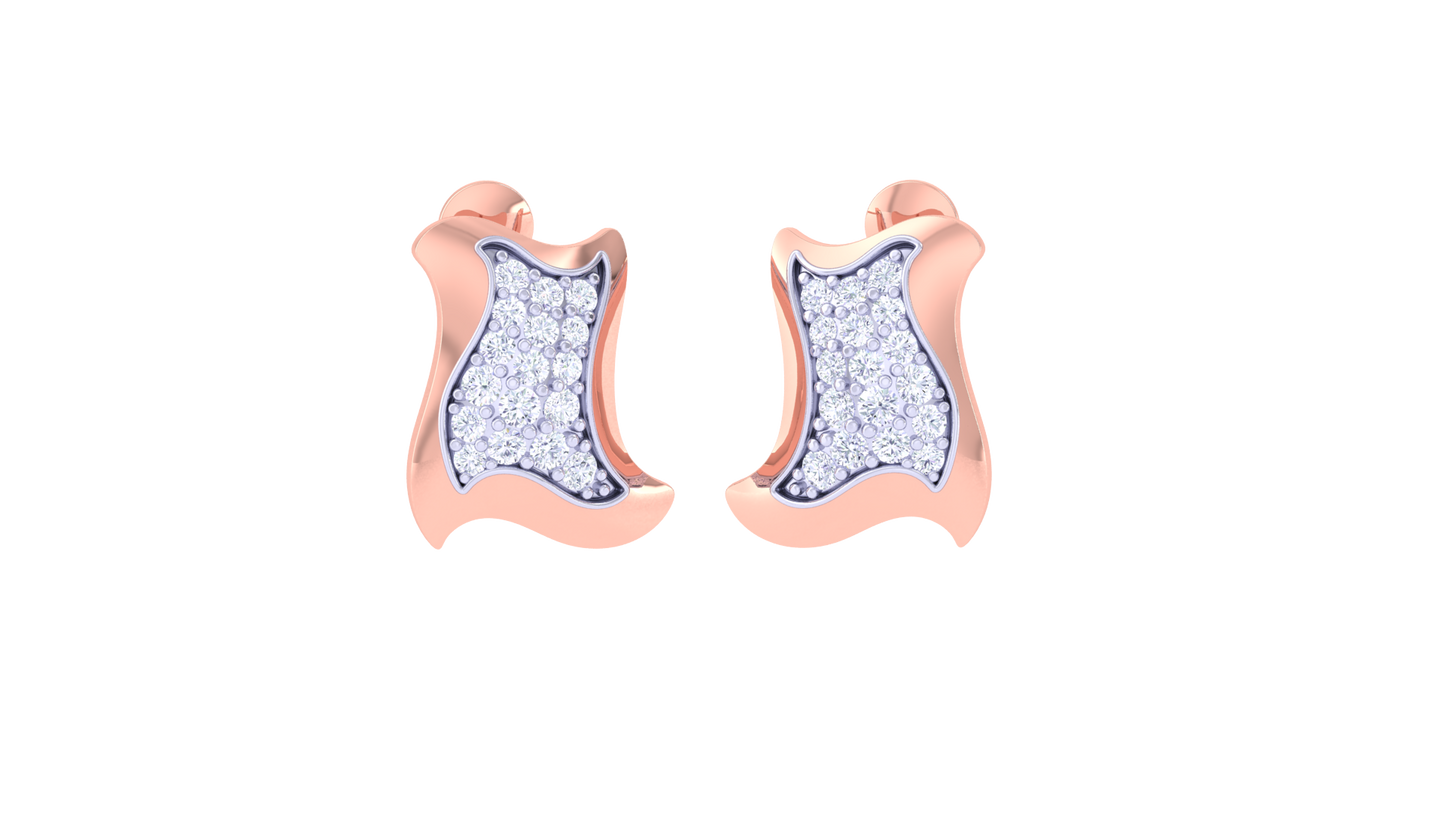 Waves of Light Stud Earrings In Gold – 0.32 Ct Brilliant Cut Diamonds