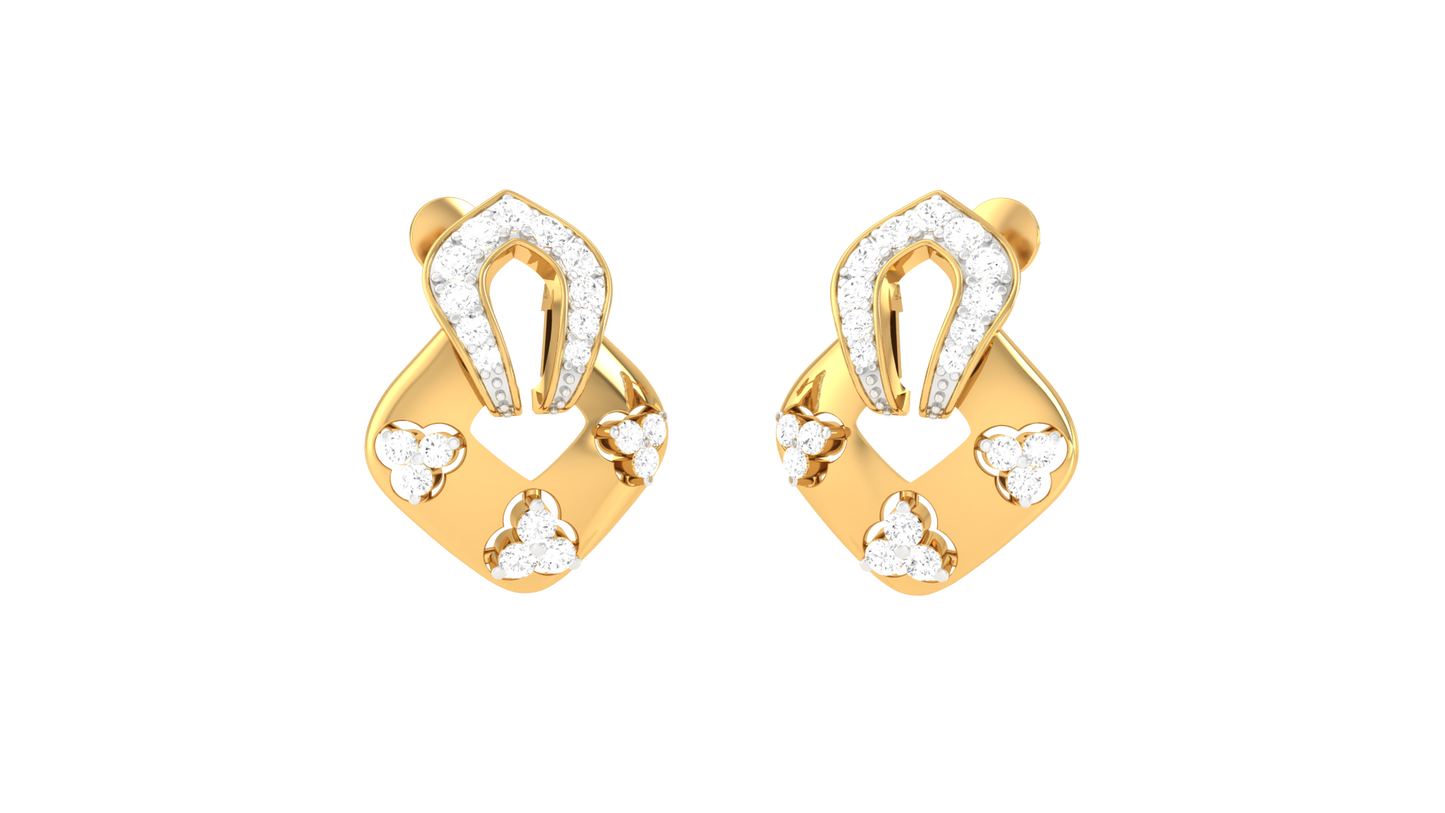 0.32 Ct - Eterna Halo Gold & Diamond Stud Earrings