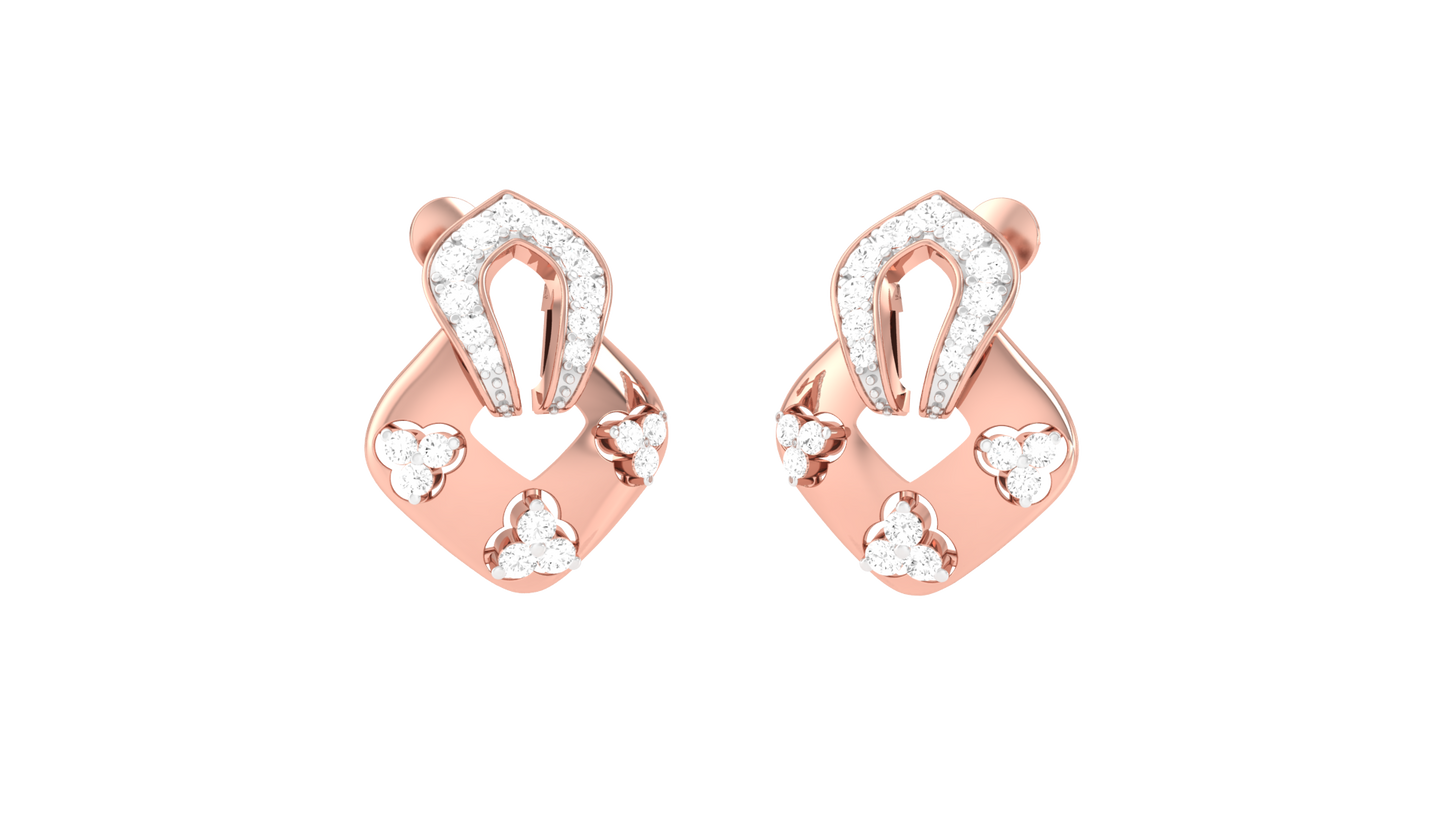 0.32 Ct - Eterna Halo Gold & Diamond Stud Earrings