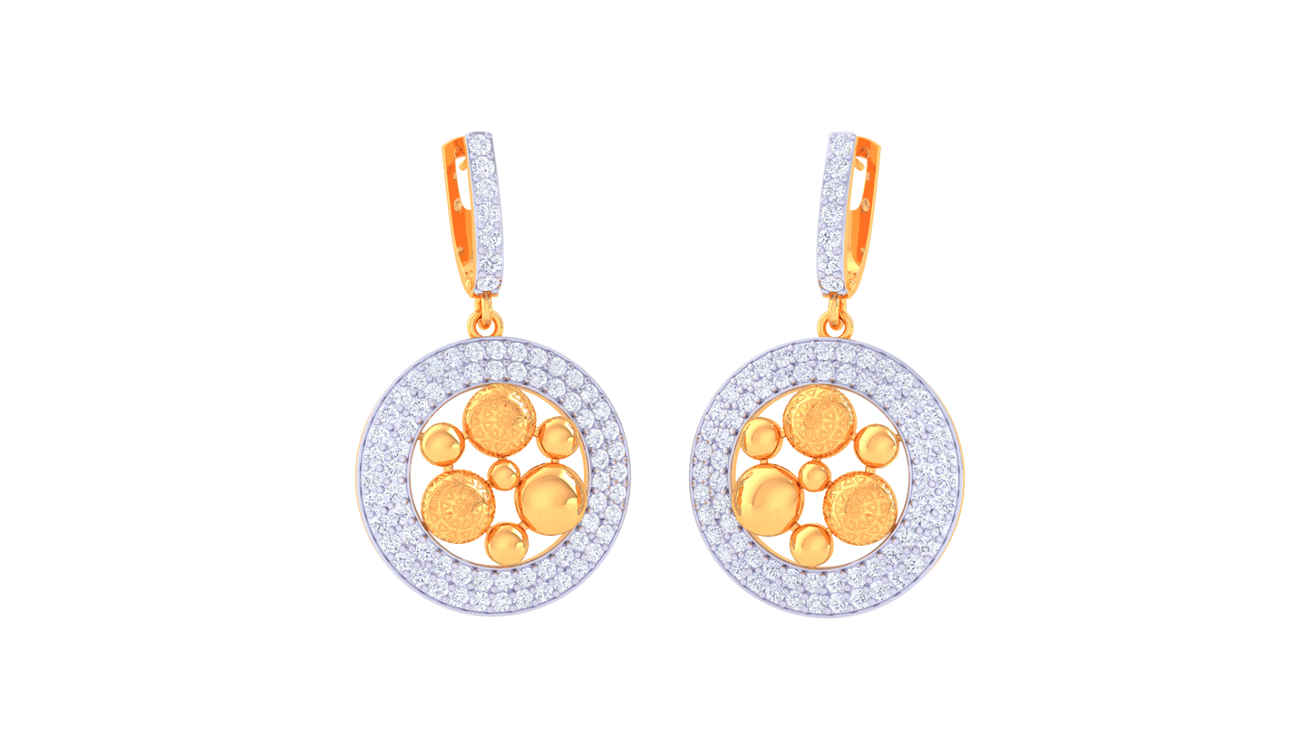 Orbit Bloom Hoop Earrings – 1.01 Ct Diamond Halo With Textured Gold