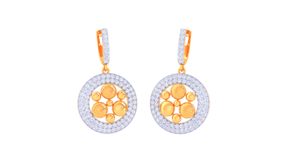 Orbit Bloom Hoop Earrings – 1.01 Ct Diamond Halo With Textured Gold