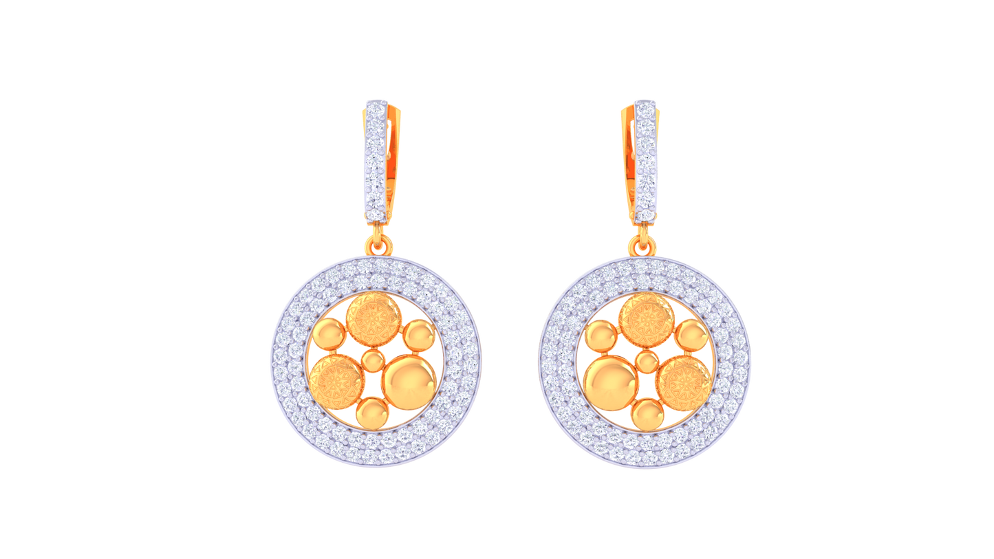 Orbit Bloom Hoop Earrings – 1.01 Ct Diamond Halo With Textured Gold