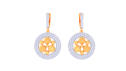 Orbit Bloom Hoop Earrings – 1.01 Ct Diamond Halo With Textured Gold