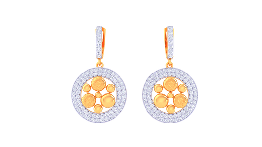 Orbit Bloom Hoop Earrings – 1.01 Ct Diamond Halo With Textured Gold