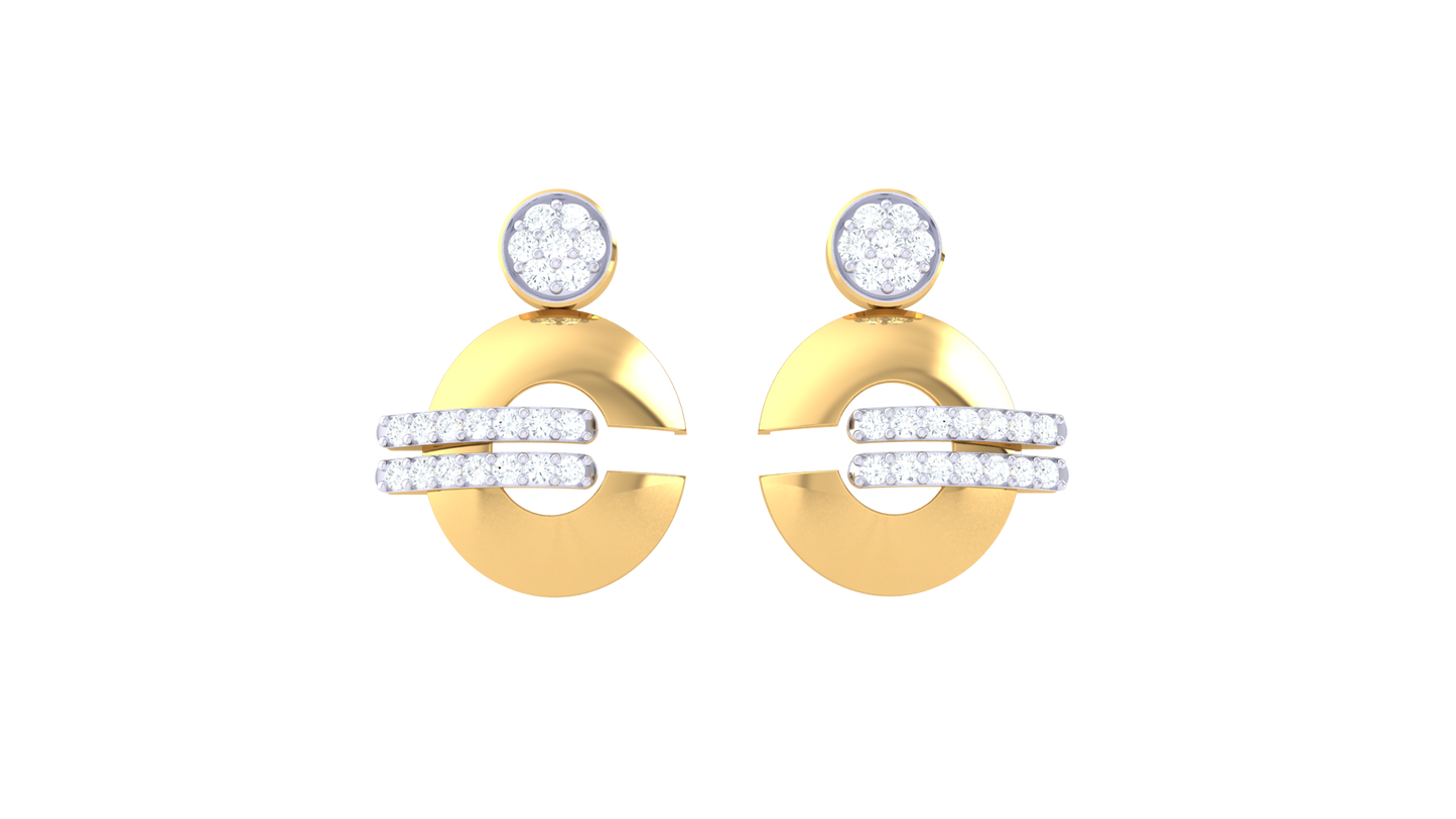 Radiant Wheel Diamond Stud Earrings - 0.33 Ct