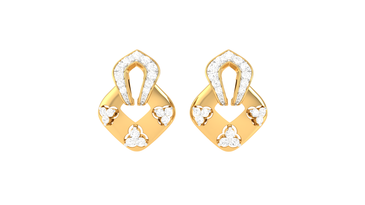 0.32 Ct - Eterna Halo Gold & Diamond Stud Earrings