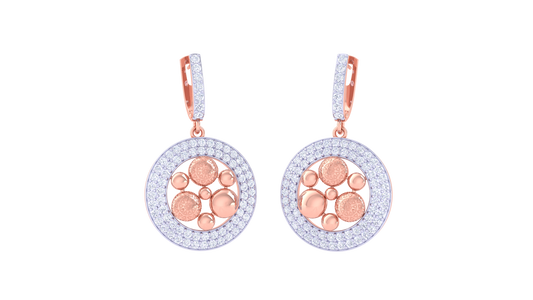 Orbit Bloom Hoop Earrings – 1.01 Ct Diamond Halo With Textured Gold