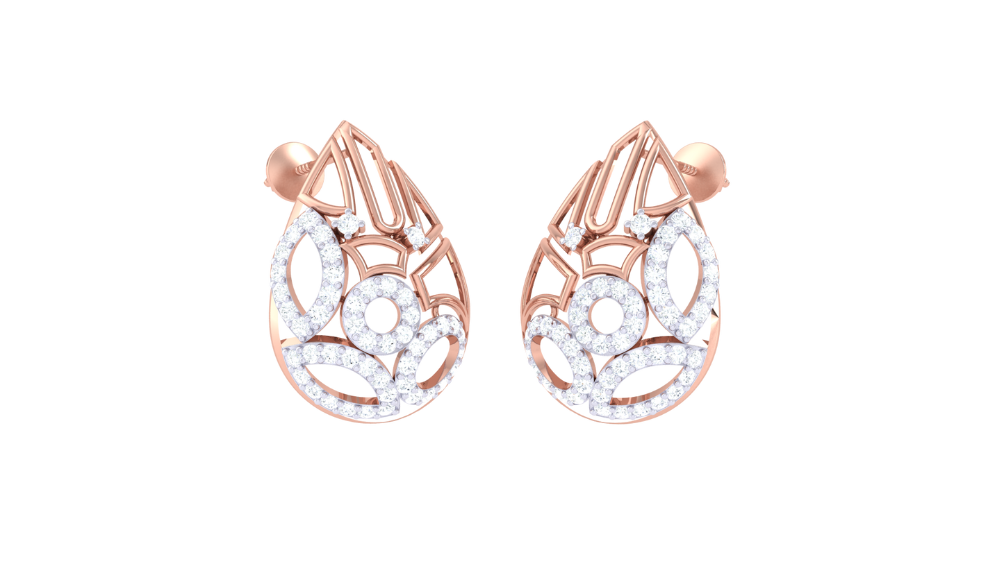 Flowing Downdrop Diamonds Stud Earrings In Gold - 0.69 Ct