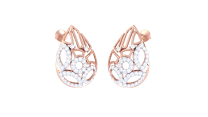 Flowing Downdrop Diamonds Stud Earrings In Gold - 0.69 Ct