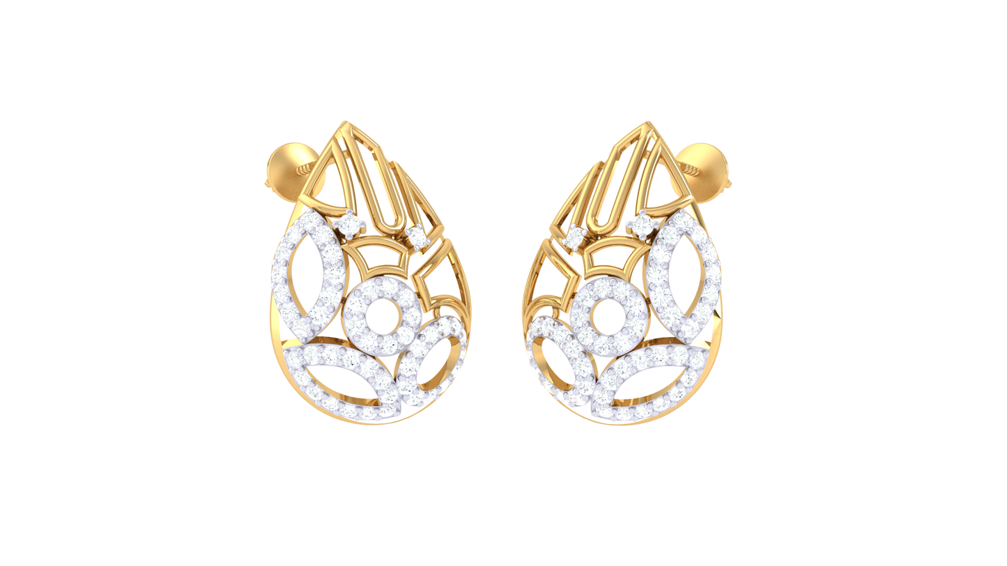 Flowing Downdrop Diamonds Stud Earrings In Gold - 0.69 Ct