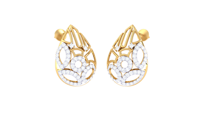 Flowing Downdrop Diamonds Stud Earrings In Gold - 0.69 Ct