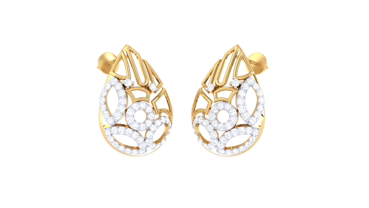 Flowing Downdrop Diamonds Stud Earrings In Gold - 0.69 Ct
