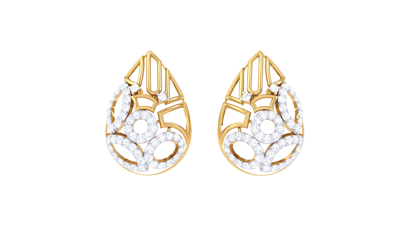 Flowing Downdrop Diamonds Stud Earrings In Gold - 0.69 Ct
