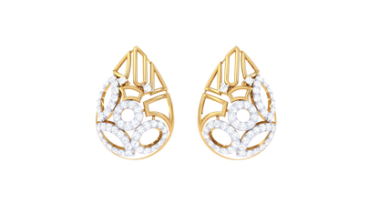 Flowing Downdrop Diamonds Stud Earrings In Gold - 0.69 Ct