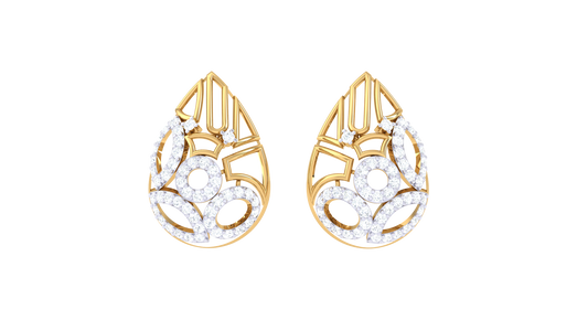 Flowing Downdrop Diamonds Stud Earrings In Gold - 0.69 Ct