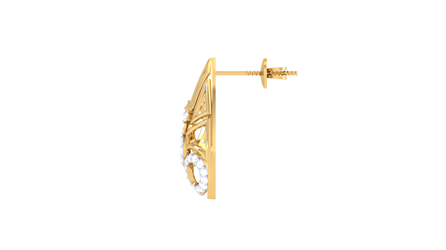 Flowing Downdrop Diamonds Stud Earrings In Gold - 0.69 Ct