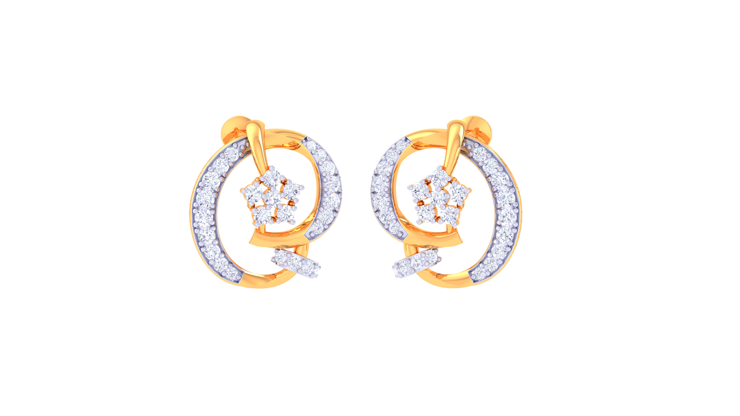 Halo Bloom Stud Earrings In Circular Gold Grace – 0.66 Ct Diamond Brilliance