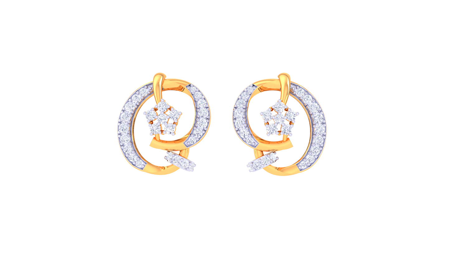 Halo Bloom Stud Earrings In Circular Gold Grace – 0.66 Ct Diamond Brilliance