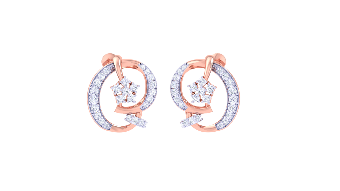 Halo Bloom Stud Earrings In Circular Gold Grace – 0.66 Ct Diamond Brilliance