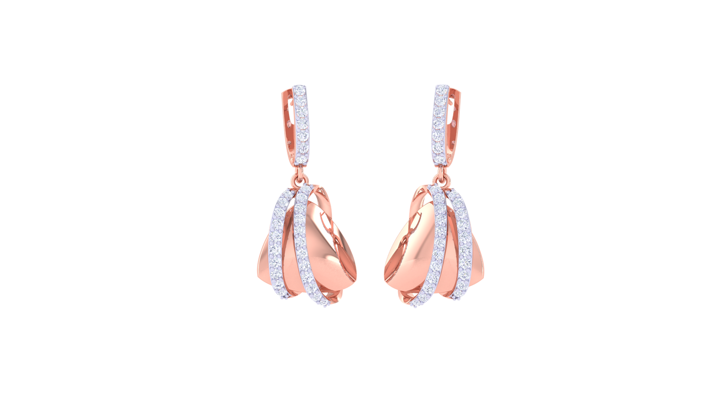 Twin Arc Teardrop Hoop Earrings – 0.52 Ct Diamond Embrace in Sculpted Gold