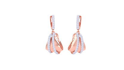 Twin Arc Teardrop Hoop Earrings – 0.52 Ct Diamond Embrace in Sculpted Gold