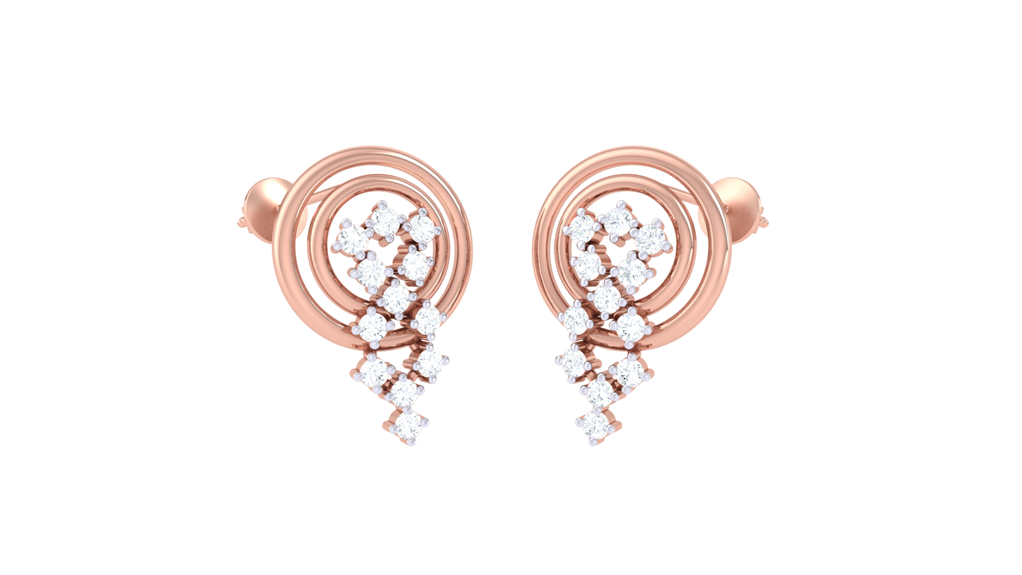 Spiral Bloom Diamond Stud Earrings In Gold - 0.16 Ct