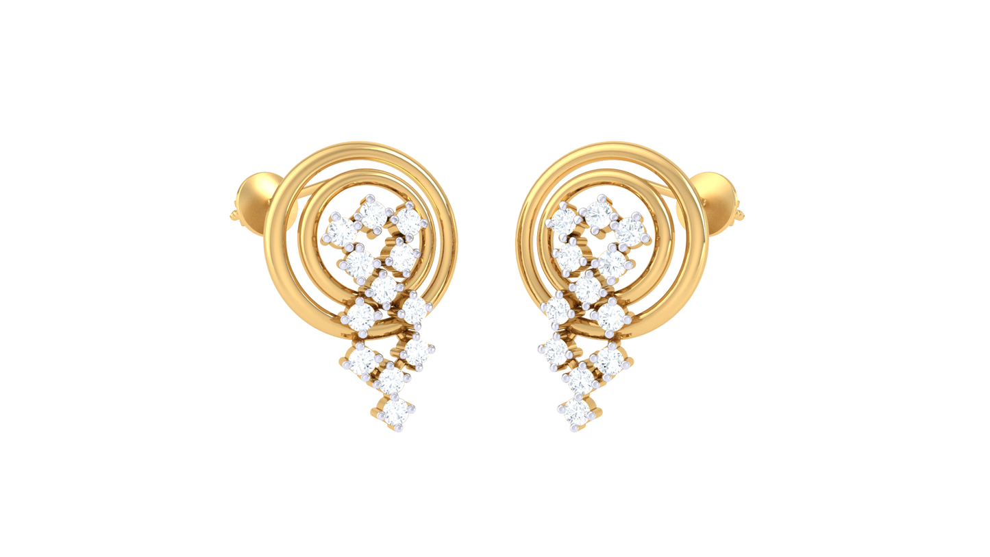 Spiral Bloom Diamond Stud Earrings In Gold - 0.16 Ct