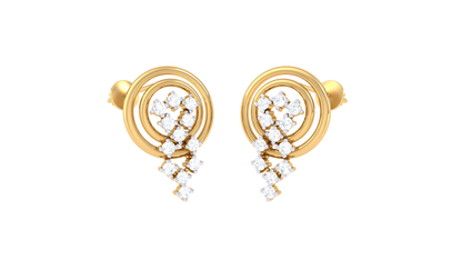 Spiral Bloom Diamond Stud Earrings In Gold - 0.16 Ct