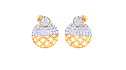 Lattice Radiance Stud Earrings – 0.78 Ct Diamond Glow In Sculpted Gold