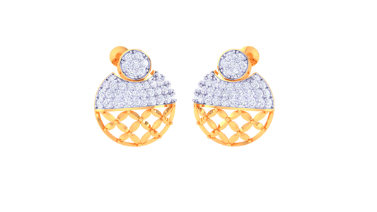 Lattice Radiance Stud Earrings – 0.78 Ct Diamond Glow In Sculpted Gold